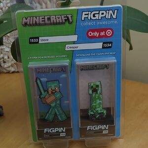 Minecraft FiGPiN Steve and Creeper Set Brand New